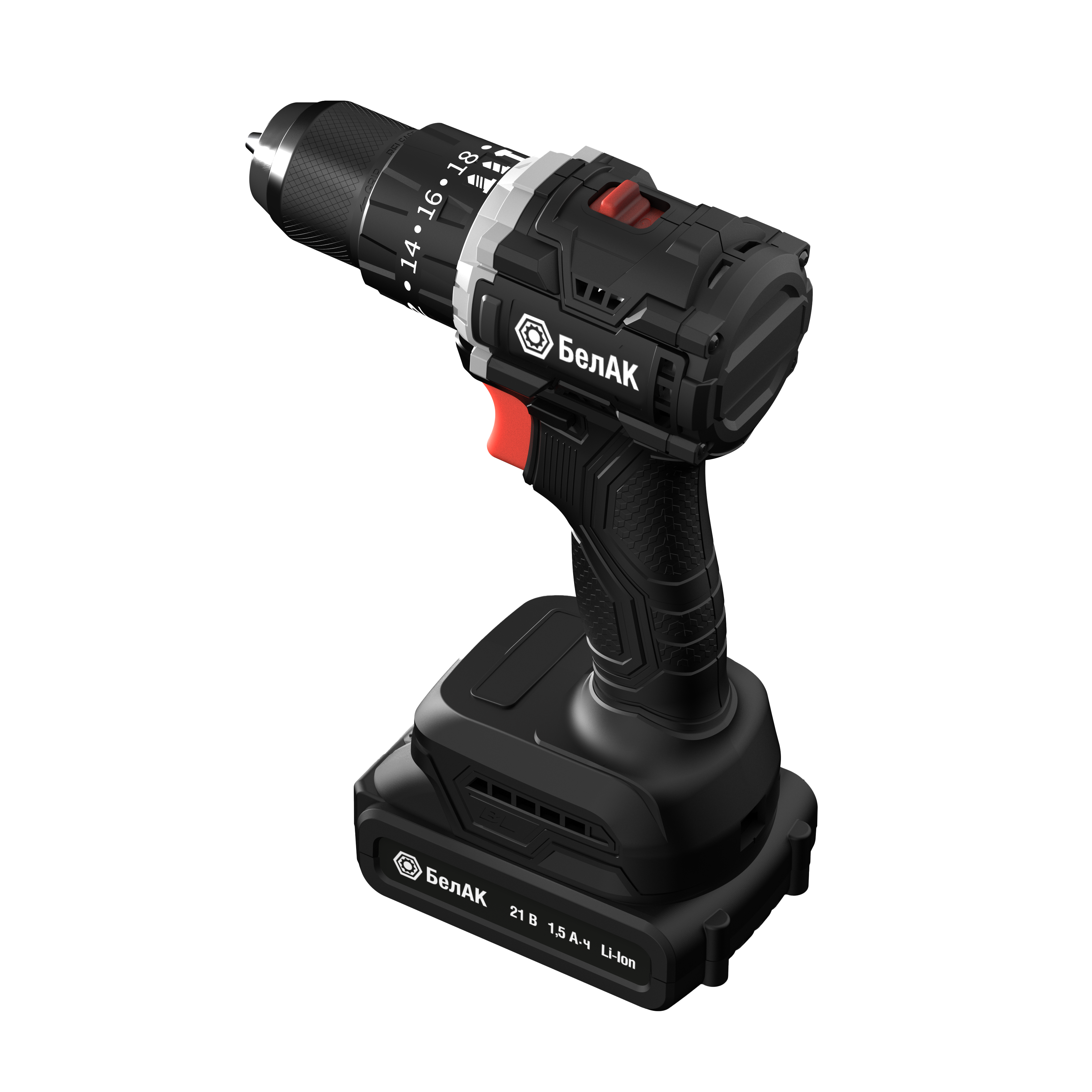 Дрель-шуруповерт 21В ударная (55Нм, бесщеточная, в кейсе, 2 АКБ) "БелАК"