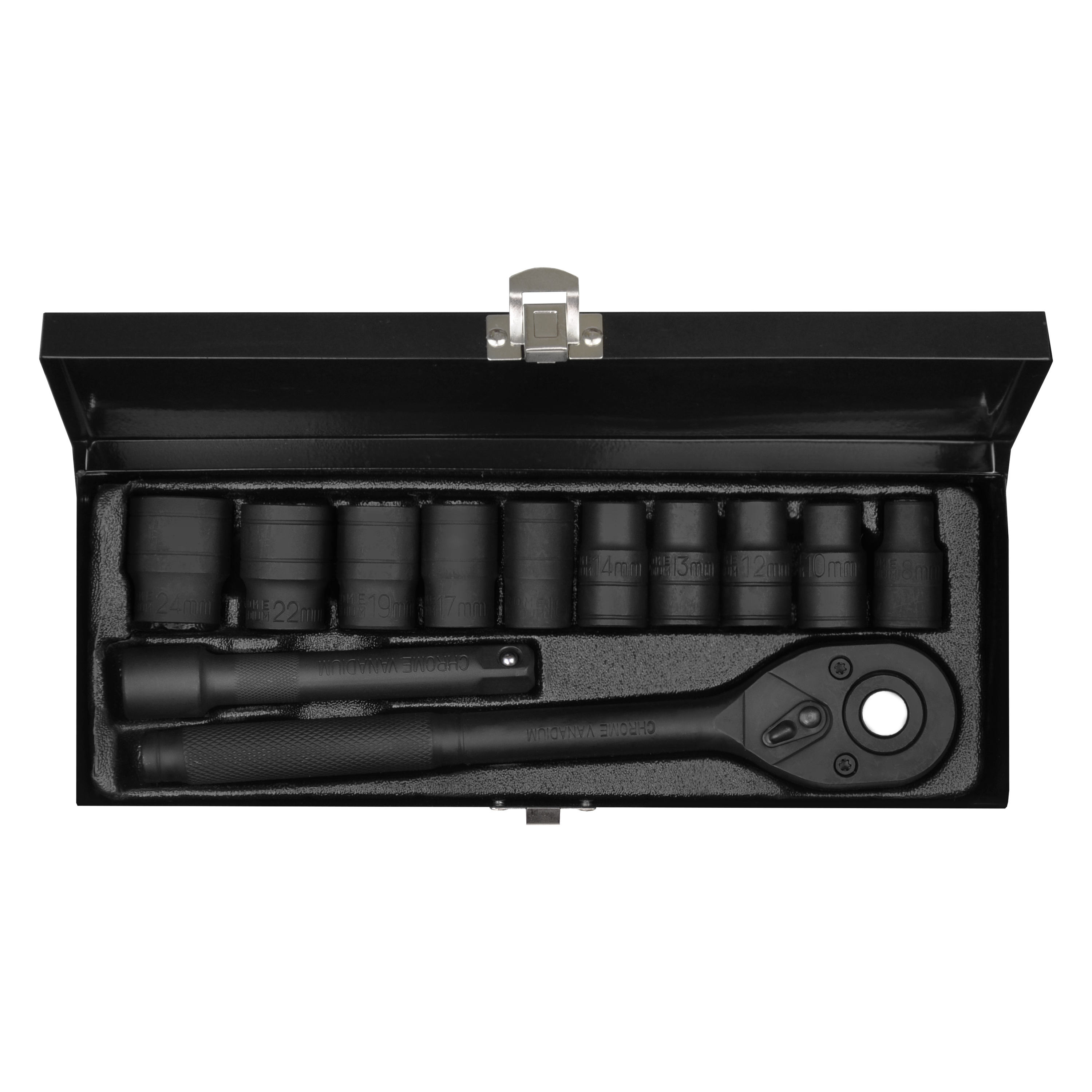 Набор торцевых головок с ключом-трещоткой, 12 предметов