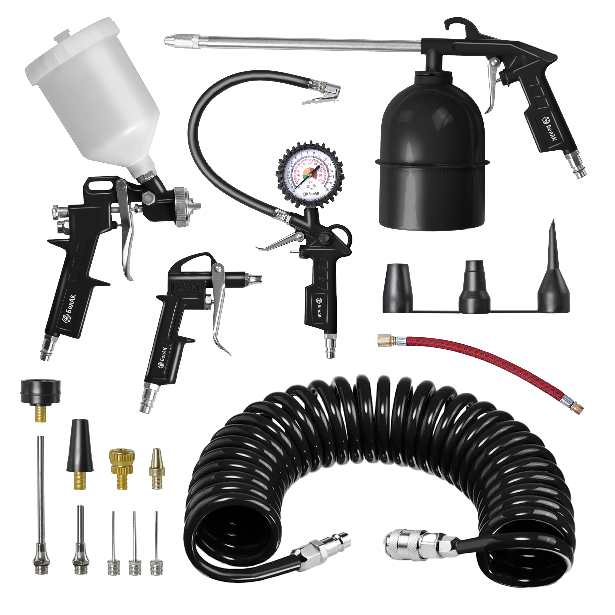 Набор пневмоинструмента для компрессора, 18 предметов