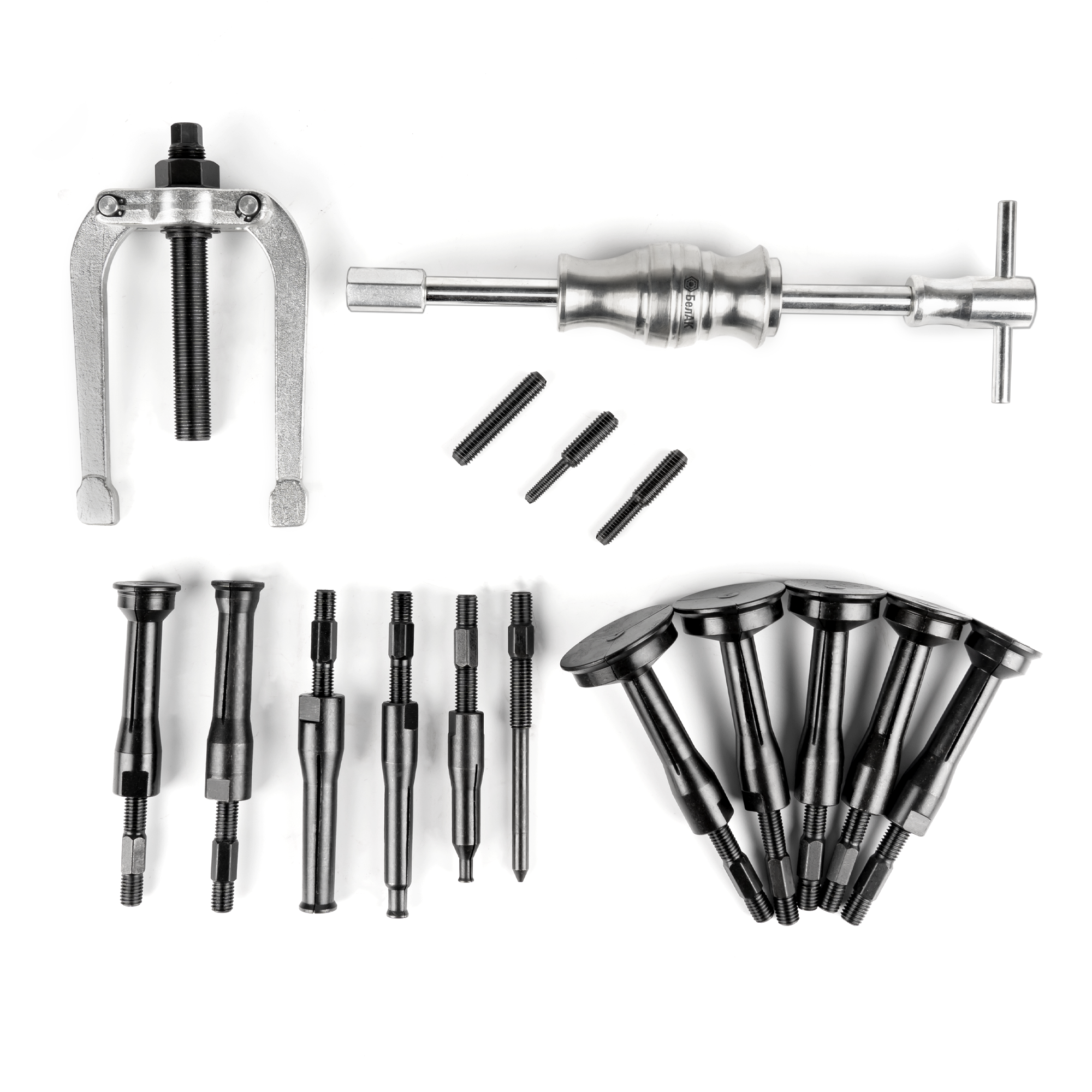 Набор съемников внутренних подшипников, цанговый, с обратным молотком, 13 предметов, "БелАК"