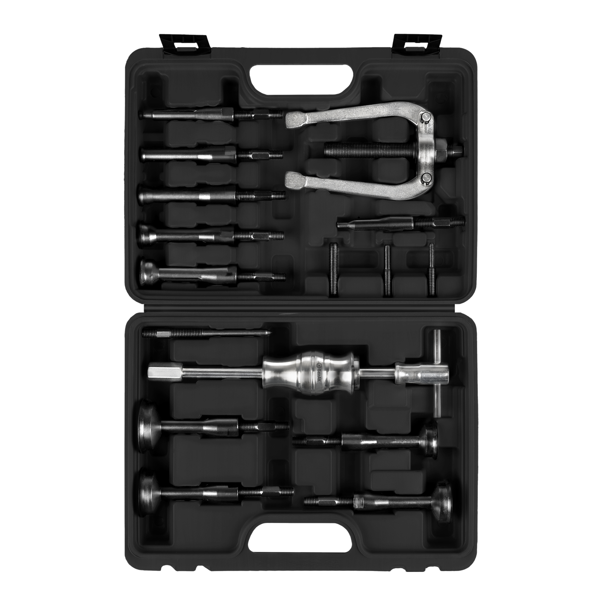 Набор съемников внутренних подшипников, цанговый, с обратным молотком, 13 предметов, "БелАК"