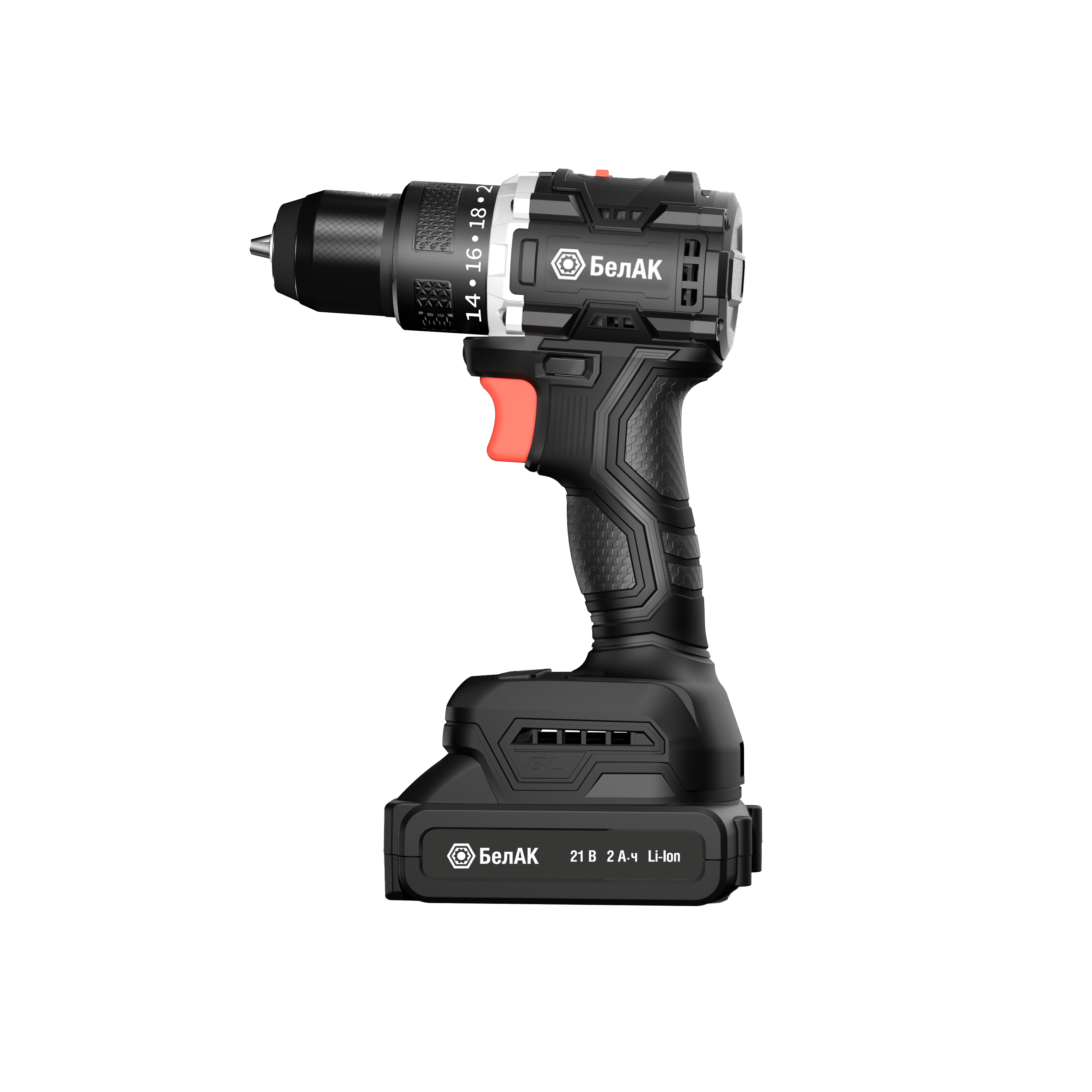 Дрель-шуруповерт 21В (55Нм, бесщеточная, в кейсе, 2 АКБ) "БелАК"