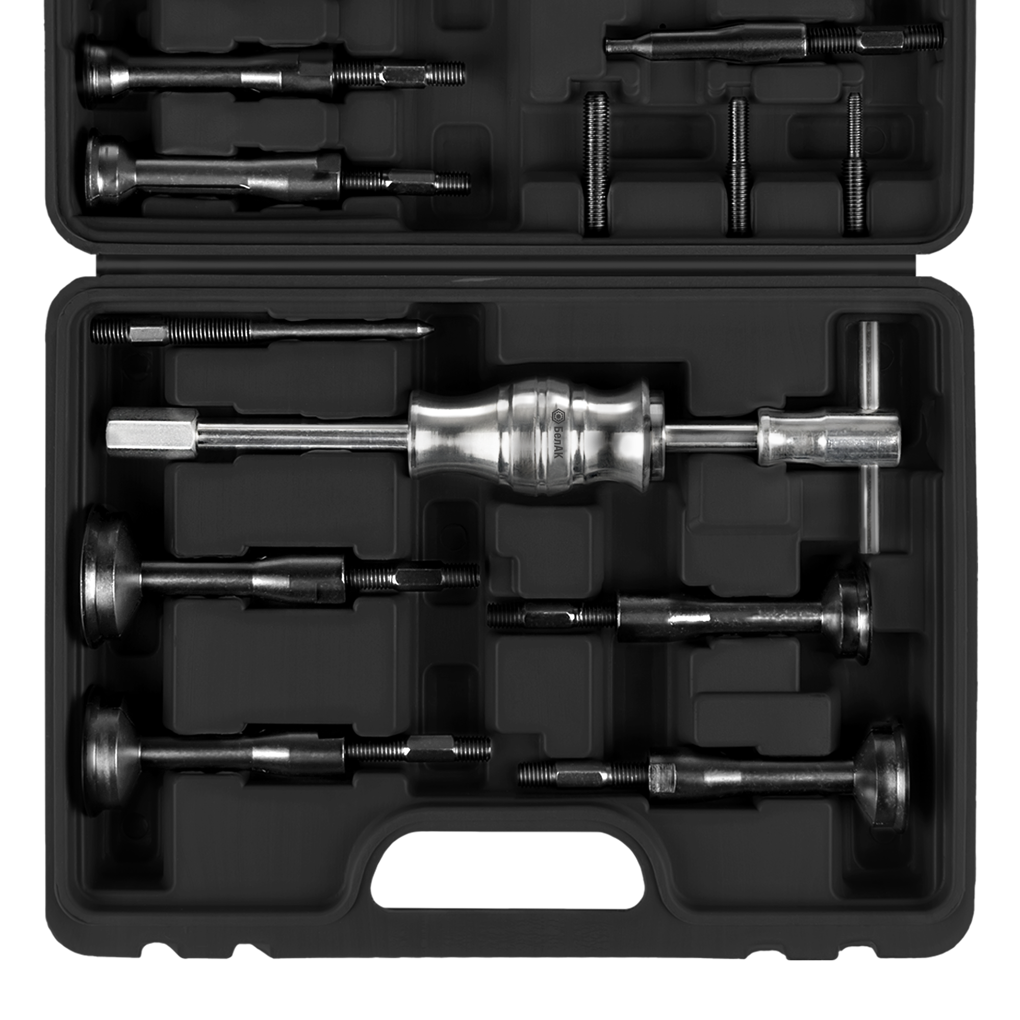 Набор съемников внутренних подшипников, цанговый, с обратным молотком, 13 предметов, "БелАК"