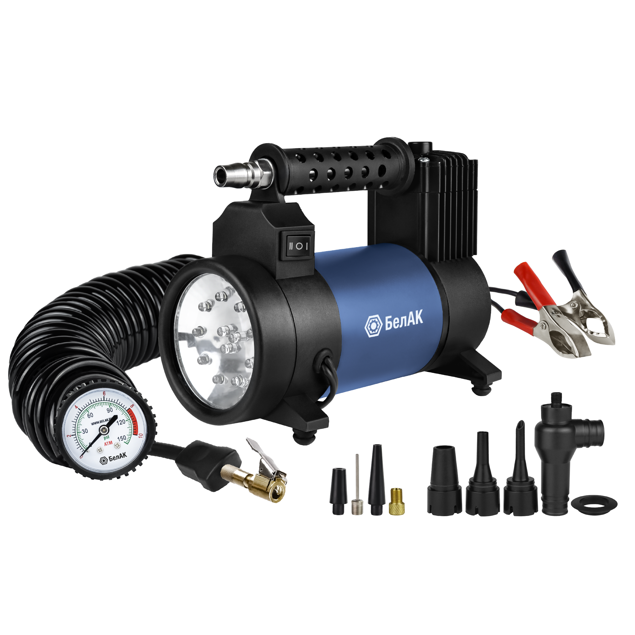 Компрессор автомобильный серия "Х" 55 л\мин, "БелАК", с фонарем