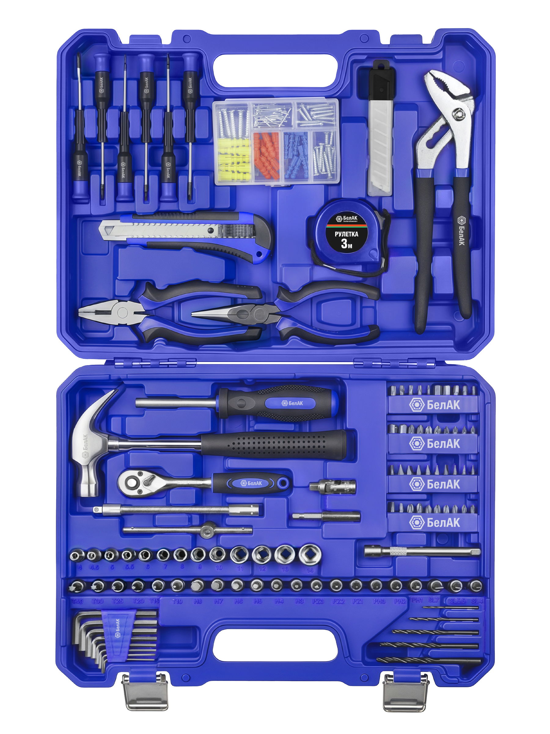 Набор инструментов ПРОФИ, 196 предм."БелАК"