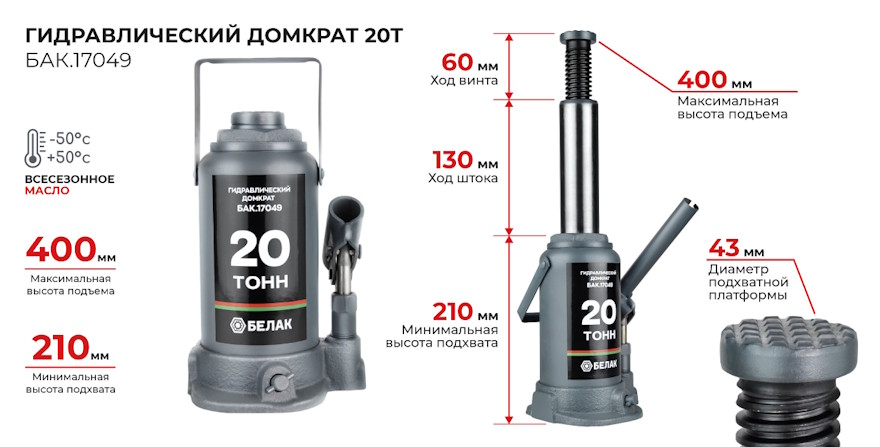 Гидравлический домкрат 20т